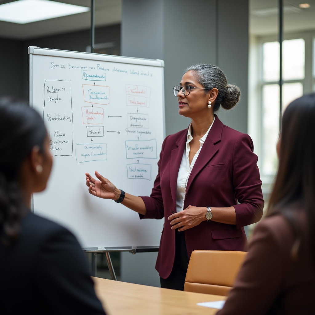 Experta compartiendo su conocimiento en sesión de formación